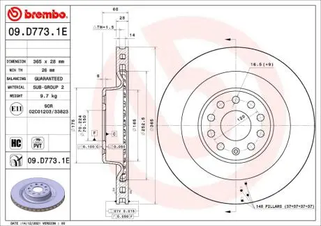 KT08022 Автозапчастина BREMBO підбір по vin на Brocar