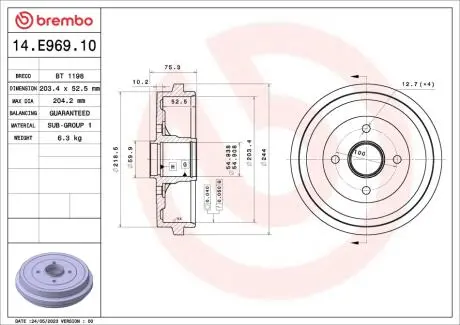 14E96910 Автозапчастина BREMBO підбір по vin на Brocar