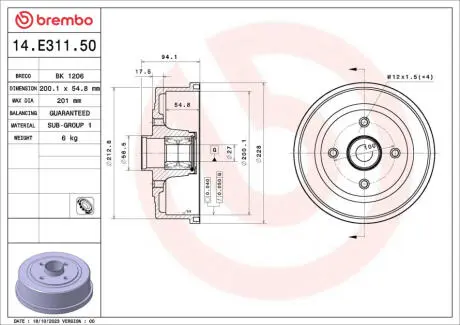 14E31150 Автозапчастина BREMBO підбір по vin на Brocar