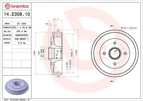 14E30810 Автозапчастина BREMBO підбір по vin на Brocar