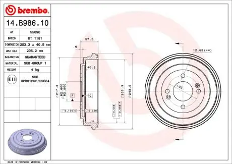 14B98610 Автозапчастина BREMBO підбір по vin на Brocar