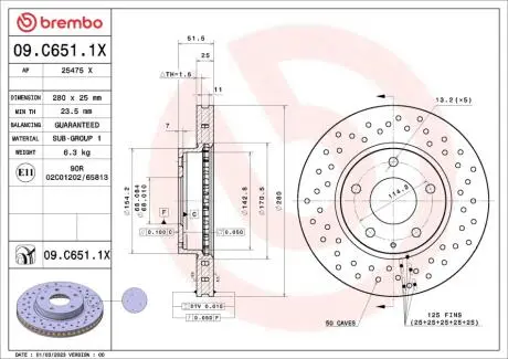 09C6511X Автозапчастина BREMBO підбір по vin на Brocar