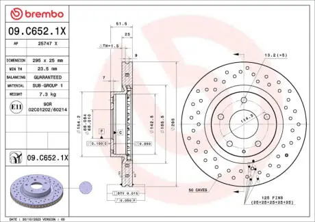 09C6521X Автозапчастина BREMBO підбір по vin на Brocar