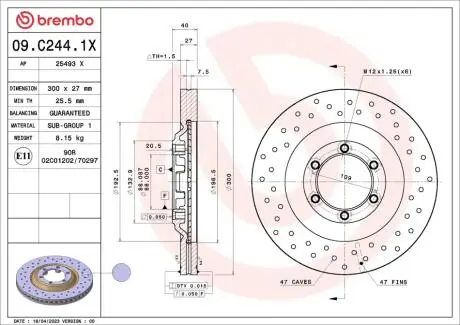 09C2441X Автозапчастина BREMBO підбір по vin на Brocar