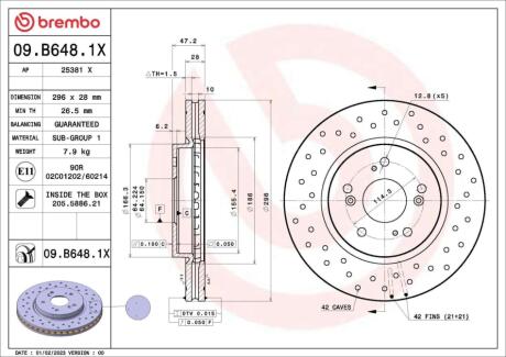 09B6481X Автозапчастина BREMBO підбір по vin на Brocar