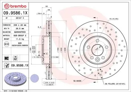 0995861X Автозапчастина BREMBO підбір по vin на Brocar