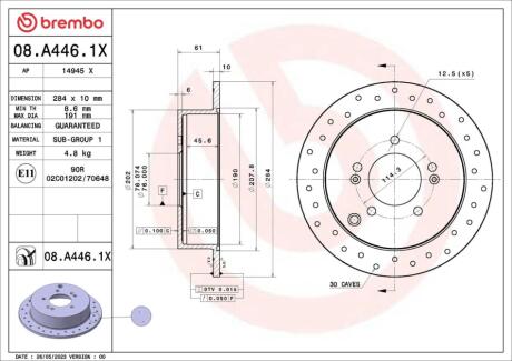 08A4461X Автозапчастина BREMBO підбір по vin на Brocar