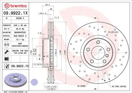 0999221X Автозапчастина BREMBO підбір по vin на Brocar