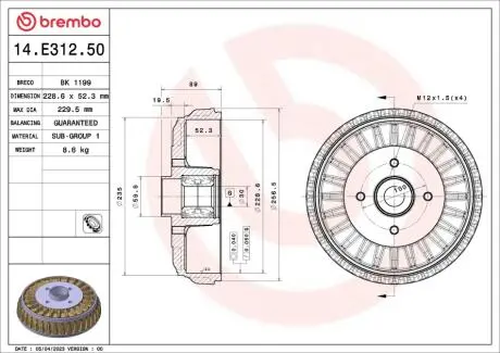 14E31250 Автозапчастина BREMBO підбір по vin на Brocar