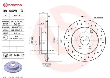 08A4291X Автозапчастина BREMBO подбор по vin на Brocar