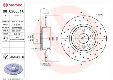 08C2081X Автозапчастина BREMBO підбір по vin на Brocar