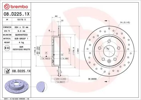 08D2251X Автозапчастина BREMBO подбор по vin на Brocar