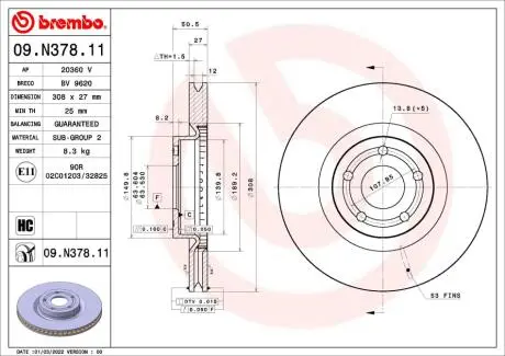 09N37811 Гальмівний диск BREMBO підбір по vin на Brocar