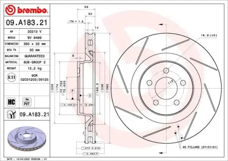 09A18321 Автозапчастина BREMBO подбор по vin на Brocar