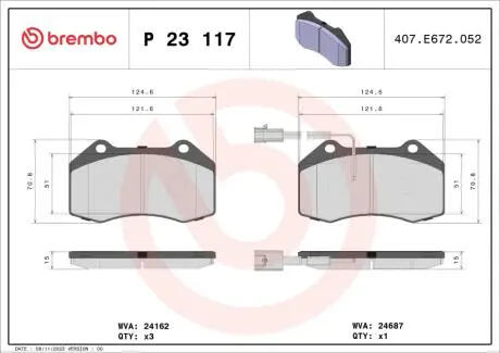 P23117X Автозапчастина BREMBO підбір по vin на Brocar