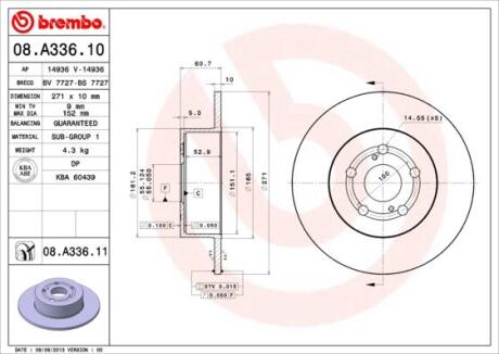 08A33610 Автозапчасть BREMBO підбір по vin на Brocar