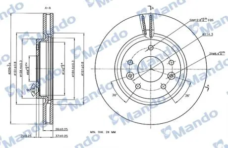 MBC035165 Диск тормозной MANDO подбор по vin на Brocar