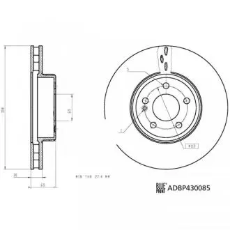 ADBP430085 Гальмівний диск BLUE PRINT підбір по vin на Brocar