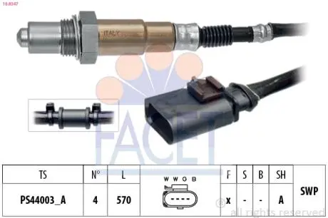 108347 Кисневий датчик FACET подбор по vin на Brocar