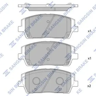 SP4327 Колодки гальмівні дискові (комплект 4 шт) Hi-Q (SANGSIN) підбір по vin на Brocar