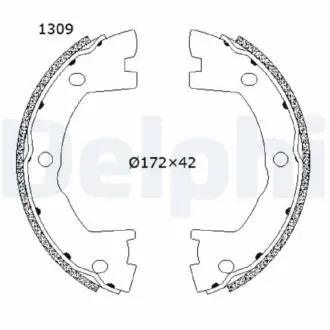 LS2202 Комплект гальмівних колодок, стоянкове гальмо DELPHI подбор по vin на Brocar