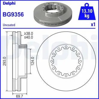 BG9356 Гальмівний диск DELPHI підбір по vin на Brocar