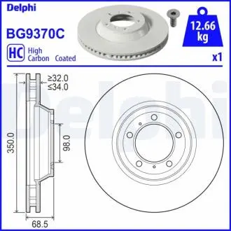 BG9370C Гальмівний диск DELPHI підбір по vin на Brocar