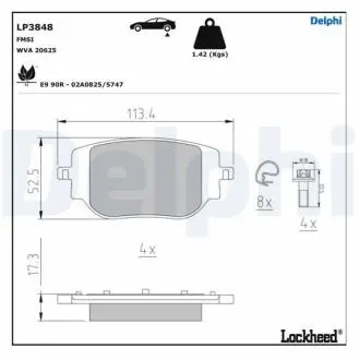 LP3848 Гальмівні колодки, дискові DELPHI підбір по vin на Brocar