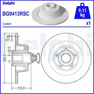 BG9413RSC Гальмівний диск з підшипником DELPHI підбір по vin на Brocar