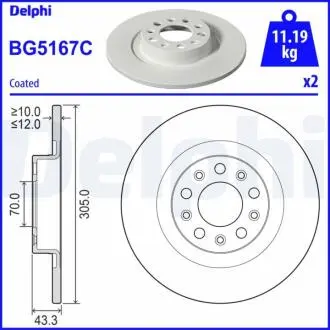 BG5167C Гальмівний диск DELPHI подбор по vin на Brocar