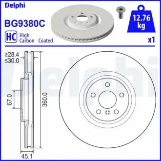 BG9380C Гальмівний диск DELPHI підбір по vin на Brocar