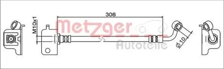 4111566 Гальмівний шланг METZGER підбір по vin на Brocar