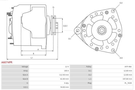 A6074PR Автозапчастина AUTO STARTER подбор по vin на Brocar