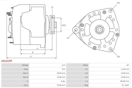 A6161PR Автозапчастина AUTO STARTER подбор по vin на Brocar