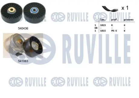 570182 RUVILLE FIAT К-кт ГРМ (ремінь + 2 ролика) DOBLO 1.9 01- RUVILLE подбор по vin на Brocar