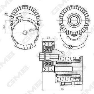 GAT20970 GMB VW натяжний механізм Golf,Polo,Touran,Passat GMB подбор по vin на Brocar