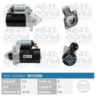5015290 MEATDORIA HYUNDAI Стартер ACCENT II (LC) 1.5 00-03, GETZ (TB) 1.6 02-05, KIA CERATO I 1.6 04-09 MEAT&DORIA підбір по vin на Brocar