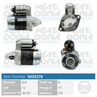 5035278 MEATDORIA HYUNDAI Стартер ACCENT II (LC) 1.3 00-05, ELANTRA III (XD) 1.6 00-06, KIA, MITSUBISHI MEAT&DORIA подбор по vin на Brocar