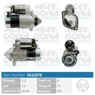 5032078 MEATDORIA MITSUBISHI Стартер GALANT VIII (EA_) 2.4 GDI 00-04, OUTLANDER I (CU_W) 2.0 4WD 03-06 MEAT&DORIA подбор по vin на Brocar