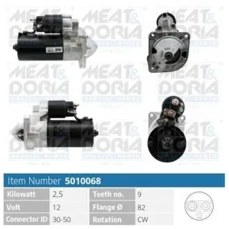 5010068 MEATDORIA CITROEN стартер Jumper 02-, FIAT DUCATO 2.3 JTD 01-06, PEUGEOT BOXER 2.8 HDi 00-01 MEAT&DORIA підбір по vin на Brocar