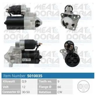 5010035 MEATDORIA RENAULT Стартер GRAND SCENIC II (JM0/1) 2.0 04-09, LAGUNA II (BG0/1) 1.8 16V 01-05 MEAT&DORIA подбор по vin на Brocar