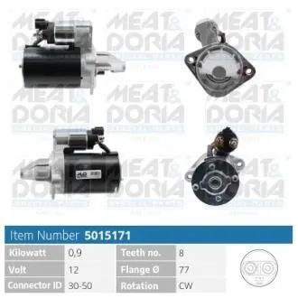 5015171 MEATDORIA HYUNDAI Стартер ELANTRA IV (HD) 1.6 CRDi 05-11, KIA CEED SW (ED) 1.6 07-12 MEAT&DORIA подбор по vin на Brocar