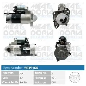 5035166 MEATDORIA OPEL Стартер MOVANO A 2.5 98-, RENAULT MASTER II Фургон (FD) 2.8 dTI 98-01 MEAT&DORIA підбір по vin на Brocar