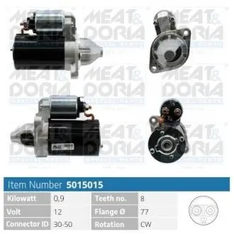 5015015 MEATDORIA HYUNDAI Стартер ACCENT II (LC) 1.3 00-05, KIA CERATO I (LD) 1.6 04-07 MEAT&DORIA підбір по vin на Brocar