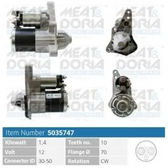 5035747 MEATDORIA NISSAN Стартер JUKE 1.6 10-19, NOTE 1.6 06-12, RENAULT, DACIA MEAT&DORIA подбор по vin на Brocar