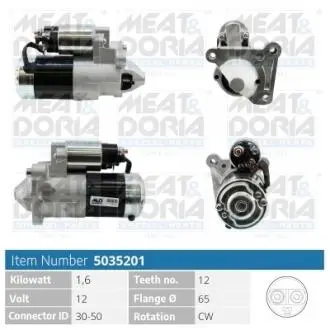 5035201 MEATDORIA RENAULT стартер Megane,Clio,Trafic 1.9dCi 01-,Laguna,Nissan MEAT&DORIA подбор по vin на Brocar