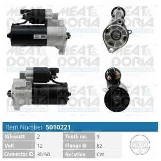 5010221 MEATDORIA VW Стартер VW LT 28-35 II (2DB, 2DE, 2DK) 2.5 TDI 99-06 MEAT&DORIA підбір по vin на Brocar