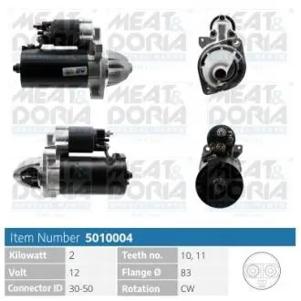 5010004 MEATDORIA DB стартер 12V 2,2KW W124/202,210/211, Vito, Sprinter MEAT&DORIA подбор по vin на Brocar