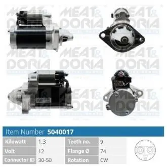 5040017 MEATDORIA TOYOTA Стартер AVENSIS Liftback 1.8 VVT-i 00-03 MEAT&DORIA підбір по vin на Brocar