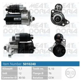 5010240 MEATDORIA VW стартер Golf,Caddy,Sharan,Audi,Skoda MEAT&DORIA подбор по vin на Brocar